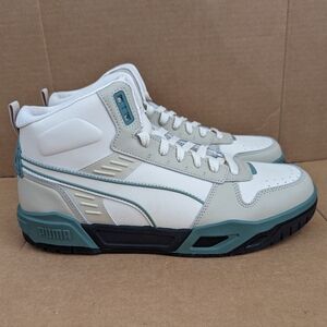 Puma Rbd Tech Mid Athletic Sneaker White Grey Green Black Mens Size 10.5